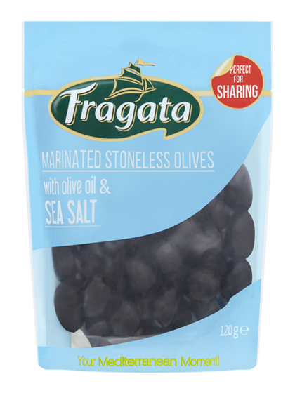 Stoneless Olives with Olive Oil & Sea Salt Pouch 120g