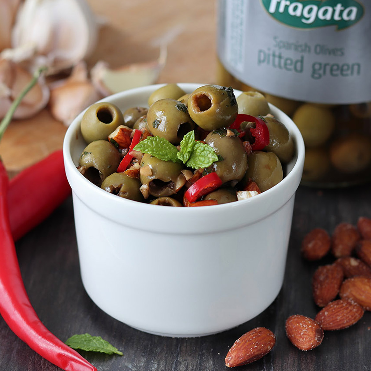Marinated Olives Almonds Mint Recipe