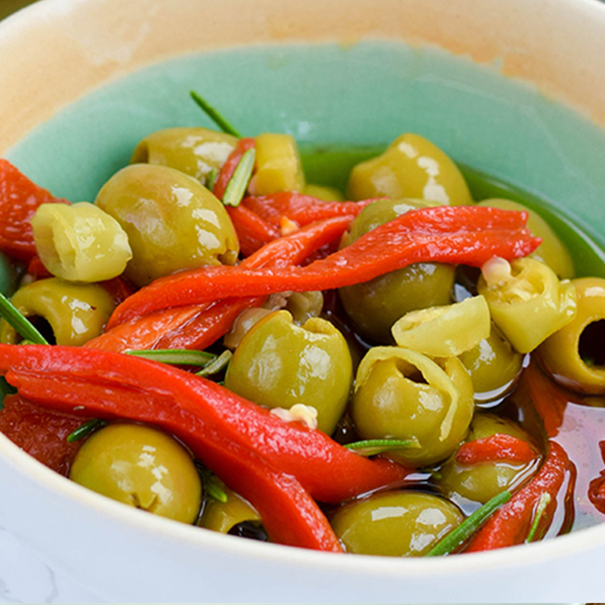 Marinated Olives Rosemary Peppers Recipe